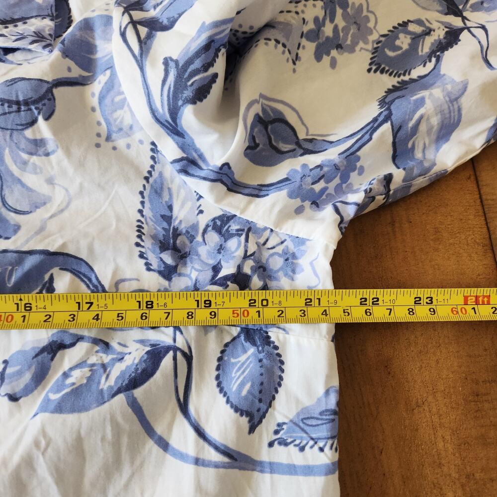 Cynthia Steffe Shirt Dress Women's L White Blue Floral Flared Coastal Nautical - Picture 13 of 16